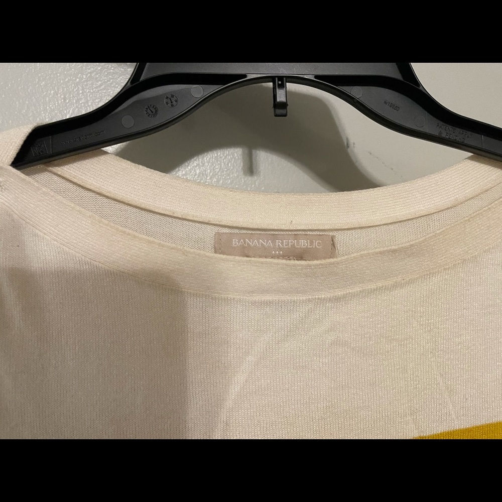Banana Republic off white and yellow stripe top